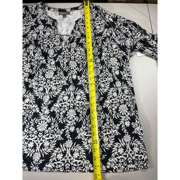 Style & Co. Size Large Black & White Floral Popover Knit Blouse - Picture 5 of 9